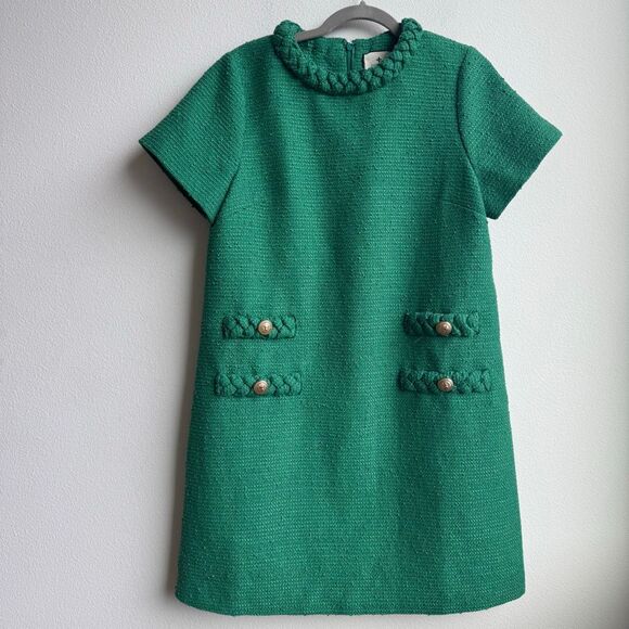 Tuckernuck Dress Size Large Emerald Green Jackie Tweed Shift Business Career - Picture 2 of 6